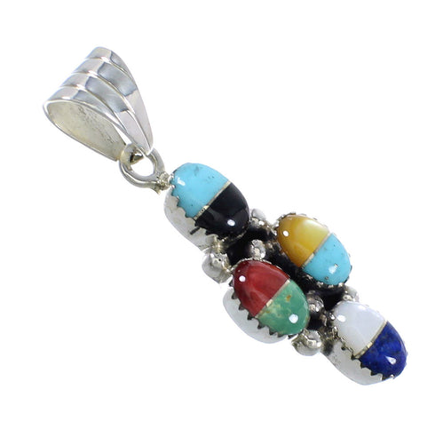 Multicolor And Authentic Sterling Silver Southwestern Slide Pendant YX68164